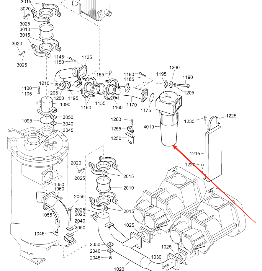 Atlas Copco 1622087100 = 2903087100 Oil Separator Parts Lookup
